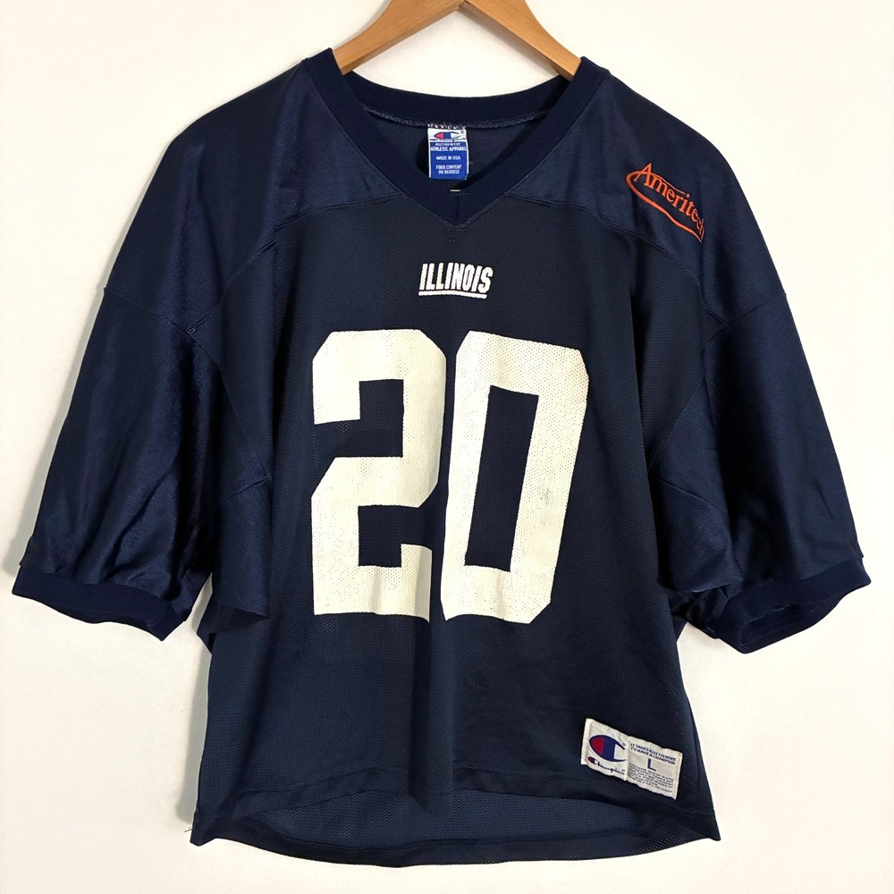 Vtg 90s Champion University‎ Illinois Fighting Illini USA Made Practice Jersey L